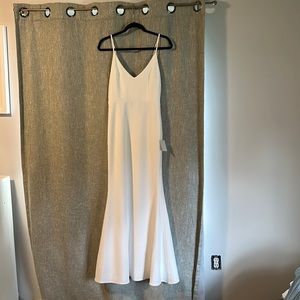 White maxi dress: perfect for bridal shower/bachelorette party/backyard wedding!